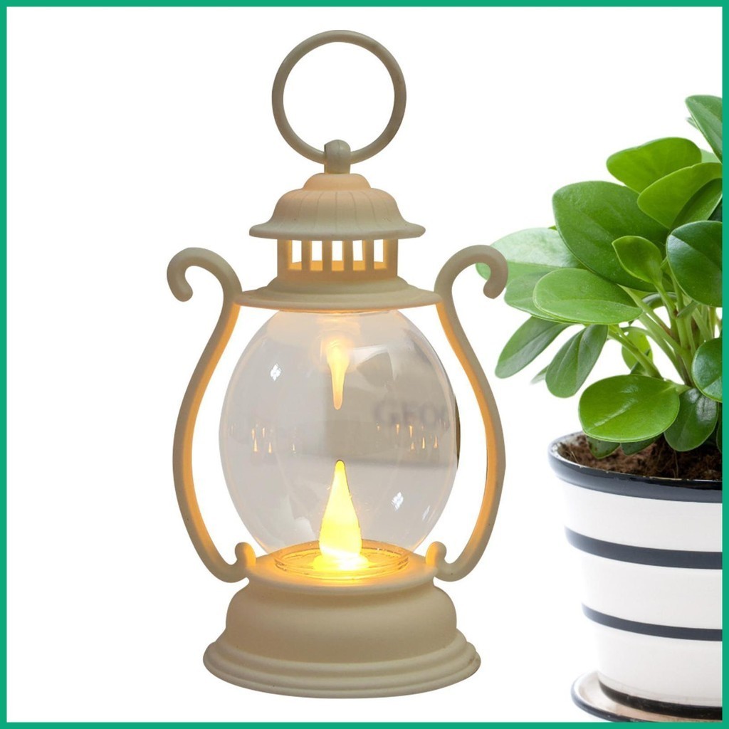 復古檯燈電池供電 LED 復古便攜式燈籠夜燈適用於花園庭院門廊客廳臥室 jiwth