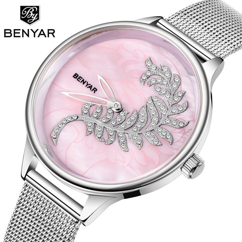 BENYAR品牌手錶 5157 花紋錶盤 石英 進口機芯 防水 高級女士手錶
