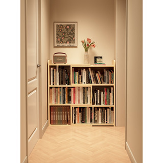 實木伸縮書架置物架 落地多層柜子 簡易矮櫃 客廳收納架 走廊靠牆書櫃
