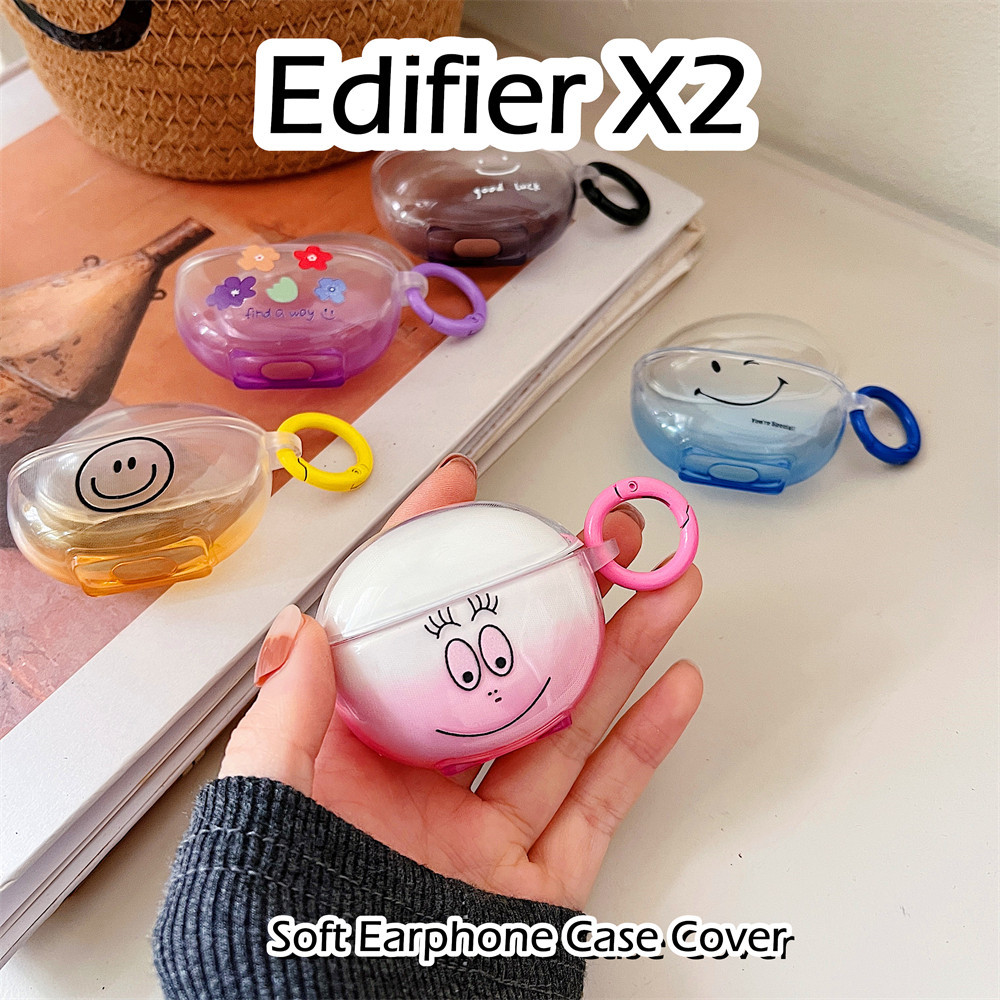 EDIFIER 現貨! 適用於漫步者 X2 保護套黑線微笑卡通軟矽膠耳機套保護套
