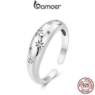 Bamoer 925 純銀戒指星空開口戒指精美時尚首飾禮物女士
