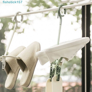 157FISHSTICK旋轉晾衣架,帶雙鉤防風鞋架,簡單可移動塑料衣架戶外