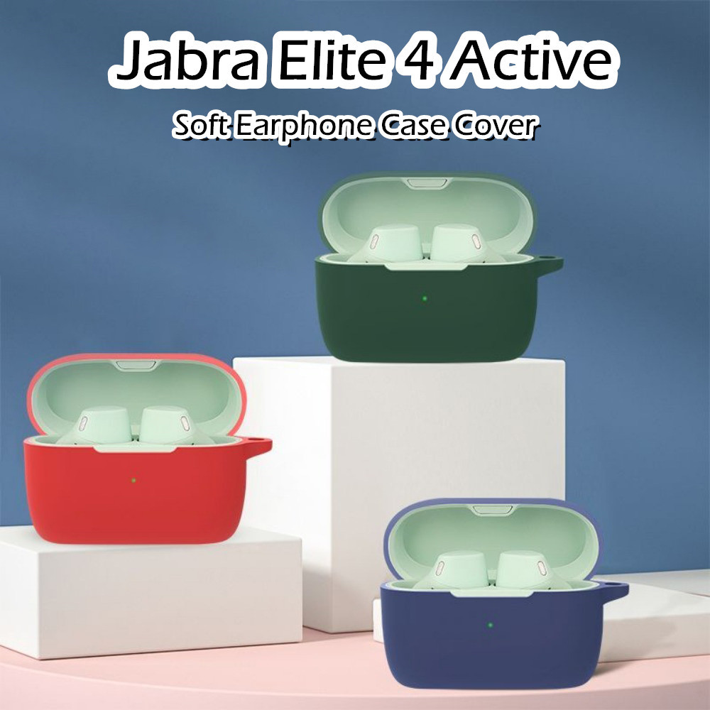 【潮流前】適用於Jabra Elite 4 Active Case 純色系列軟矽膠耳機套外殼保護套