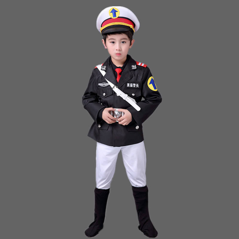 兒童黑貓警長衣服 萬聖節cospaly黑貓警長服 裝幼兒園黑貓警長表演