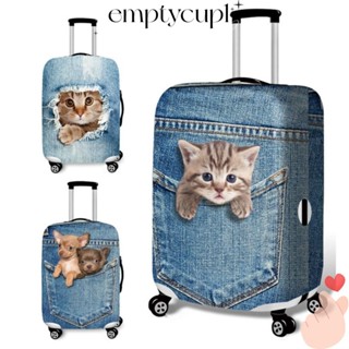 EMPTYCUP行李箱保護套,動物圖案貓狗拉桿箱防塵罩,時尚旅行配件彈性18-28英寸手提箱箱蓋