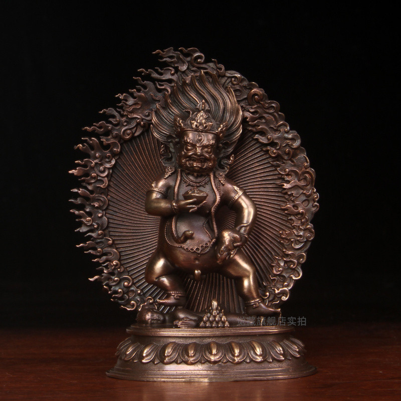覺藏 銅黑財神菩薩佛像擺件藏傳居家供奉寺廟工藝品擺放銅像