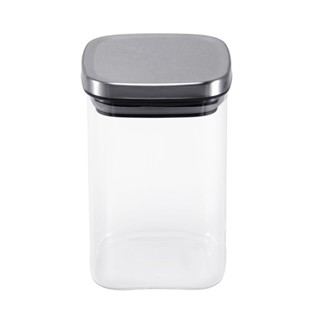 有貨不銹鋼蓋玻璃罐穀物容器食品密封儲存容器茶杯罐空儲物瓶適用於家庭廚房商店辦公室(1000 毫升)