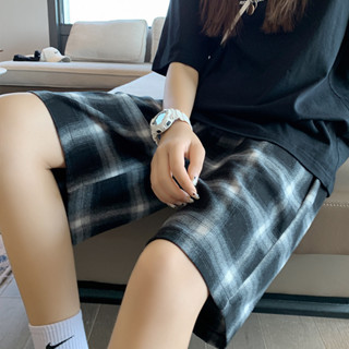 【HOT 本舖】女裝 實拍 夏裝韓版寬鬆街頭風潮牌高腰百搭格子休閒運動褲中褲女