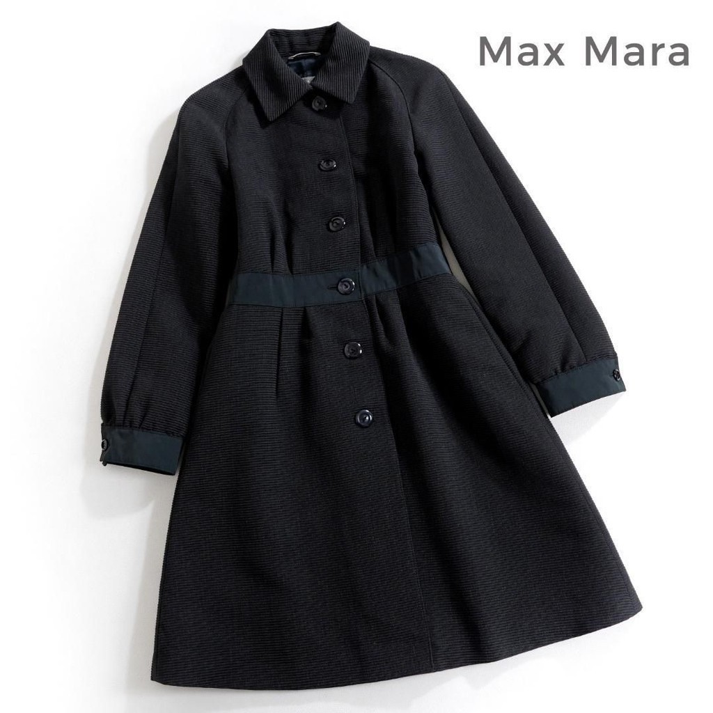 二手 - 義大利 MaxMara 羊毛黑色大衣 42