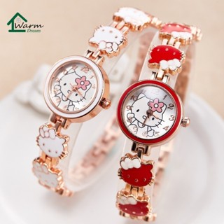 Hello Kitty 兒童手錶兒童手鍊鋼帶手錶石英手錶防水運動手錶兒童生日禮物