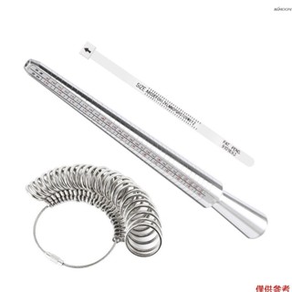 鋁製戒指尺寸測量器心軸金屬戒指尺寸器手指尺寸棒心軸工具,帶戒指尺寸測量儀套裝捲尺,用於戒指尺寸測量