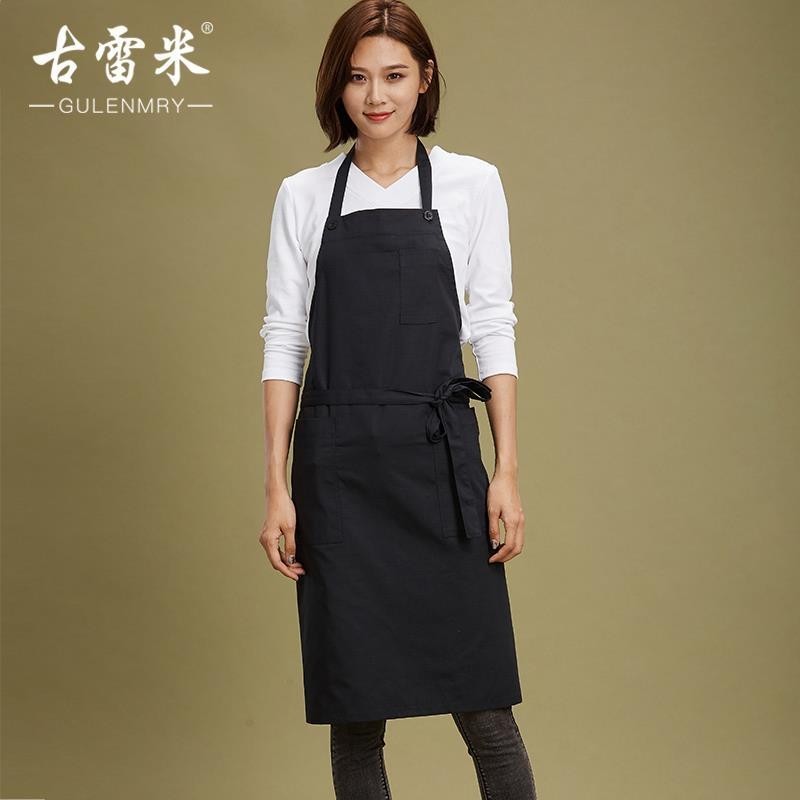 愛品質圍裙韓版時尚訂製logo廚房西餐廳花店烘焙掛脖圍裙工作圍裙男女
