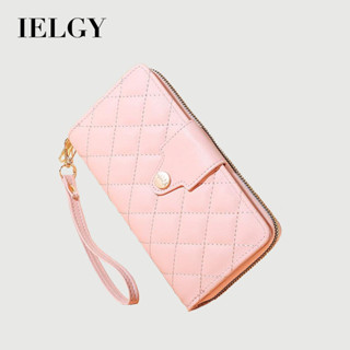IELGY 女士長款菱形錢包多功能拉鍊
