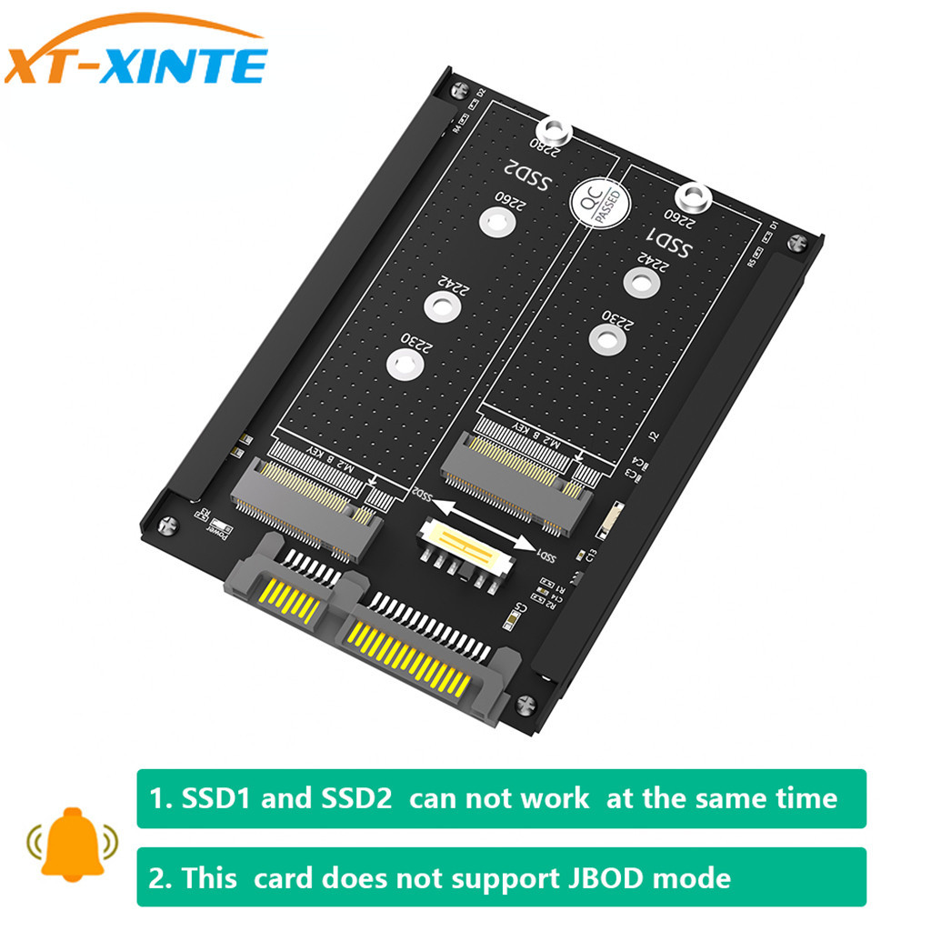 Xt-xinte 雙 M.2 B Key/B&amp;M Key SSD 轉 2.5" SATA III 帶框架固定 mSATA