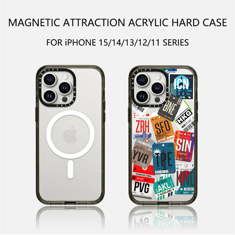 Casetify X 塗鴉標籤磁吸黑白邊緣透明側帶字體外殼 Apple IPhone 11 12 13 14 15 Pr