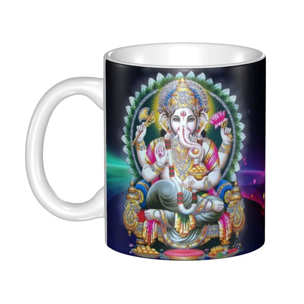 【時尚】定制印度神爺甘尼薩馬克杯DIY印度教女神大象陶瓷奶茶咖啡杯
