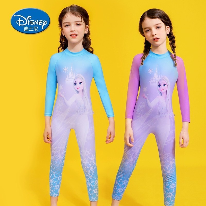 快速出貨  迪士尼 Disney 兒童泳衣 女童新款 中大泳衣 女孩 洋氣泡溫泉連身泳裝