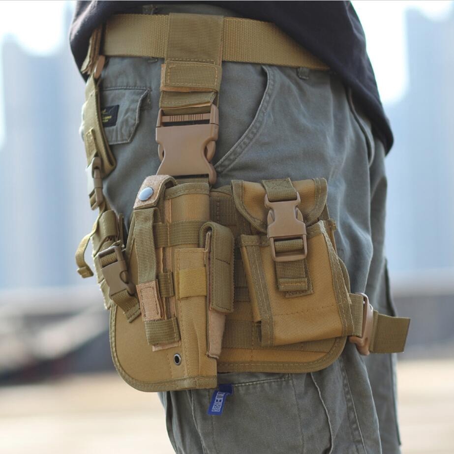 Fay 運動戶外運動戰術裝備小槍套保護套腰套通用CS野戰迷彩外貿野營外包戶外包 腿包 腿掛槍套
