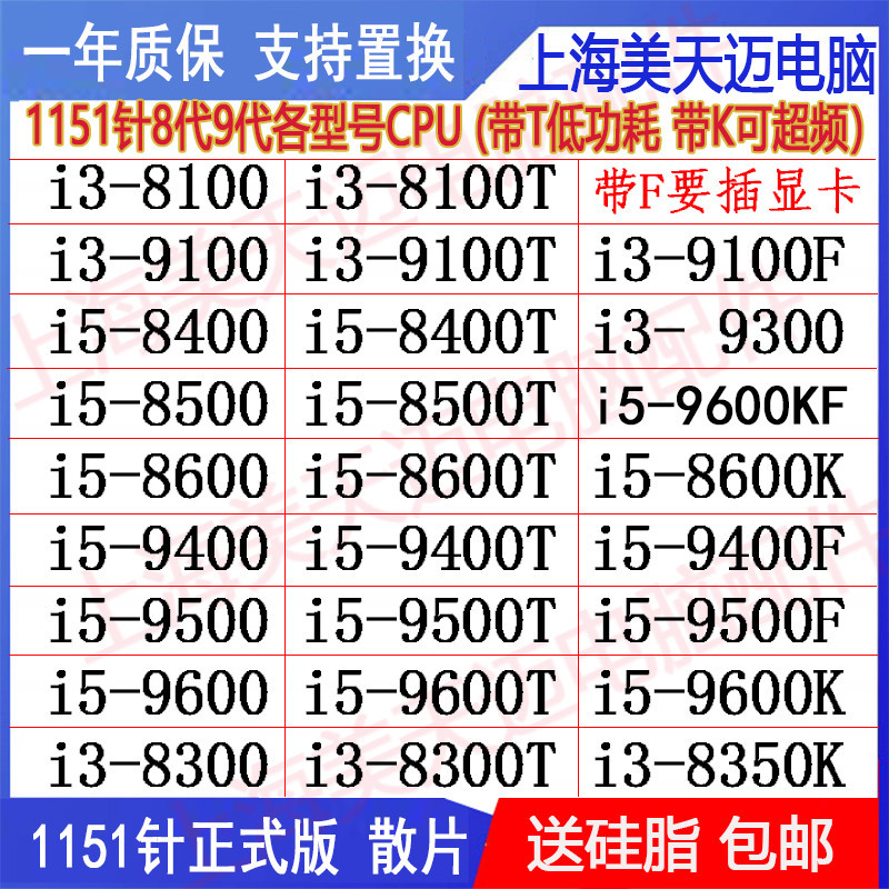 【現貨保固 限時促銷】i3 8100 9100 8350K i5 8400 8500 8600 9400 9500T 9