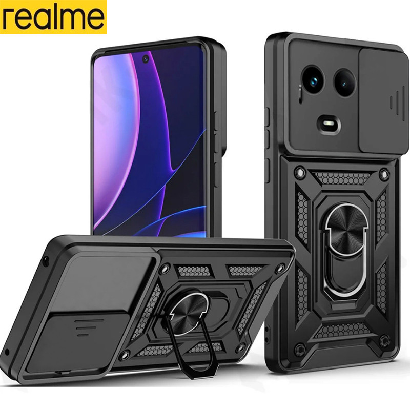Realme 11 Pro Plus 11X Realme 10 Pro Plus 防震重型硬質手機殼帶金屬支架