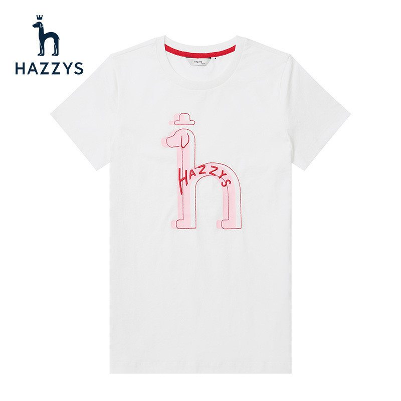 哈吉斯Hazzys新款夏季短袖男女士印花T恤休閒純棉上衣潮306