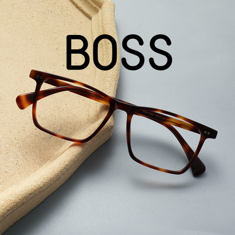 【TOTU眼鏡】醋酸纖維眼鏡 金屬框眼鏡 板材眼鏡框 BOSS 10 金配膠 商務方框玳瑁色板材眼鏡架復古