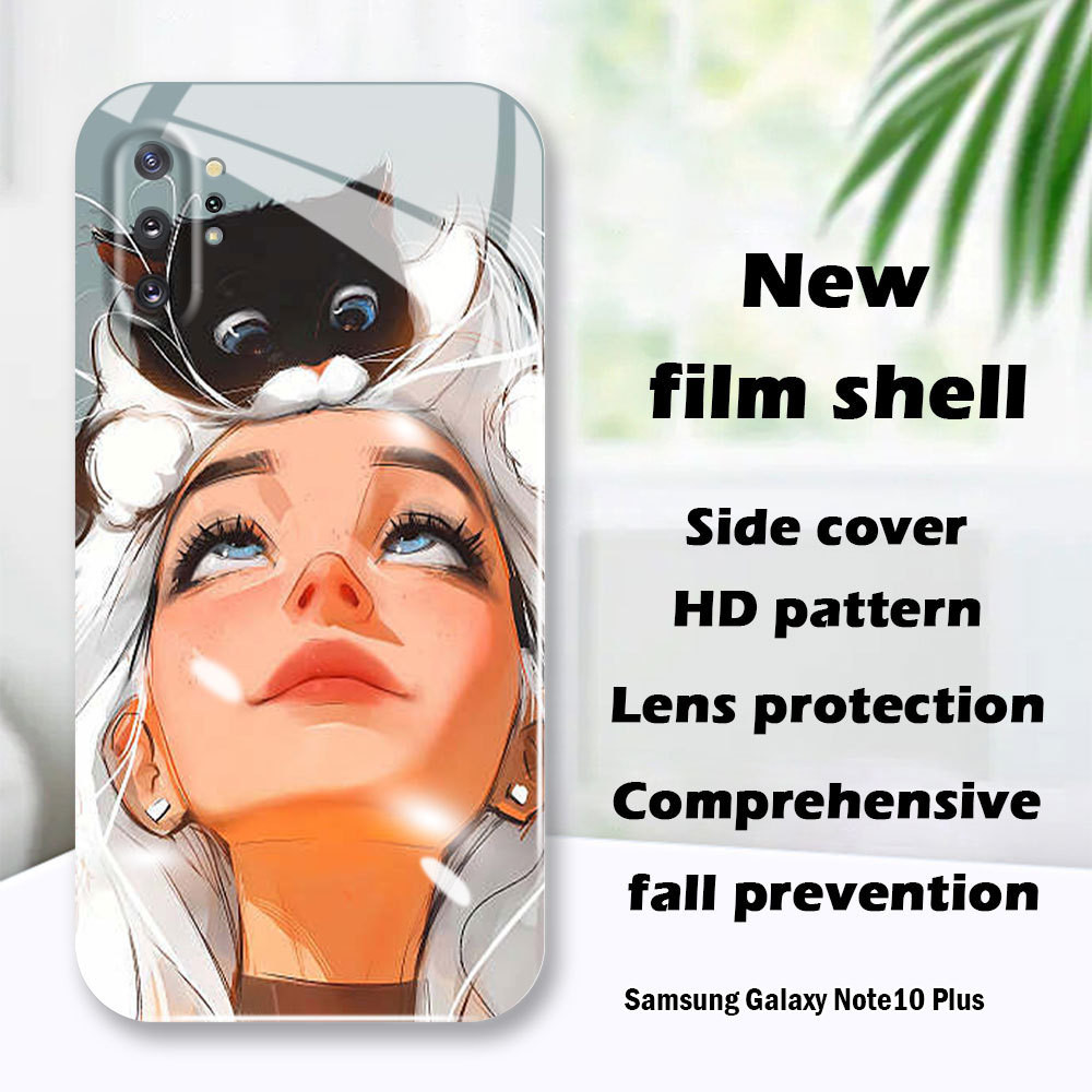 SAMSUNG 適用於三星 Galaxy Note10 Plus 5G Note9 全新設計豪華硬殼卡通酷女孩防震保護套