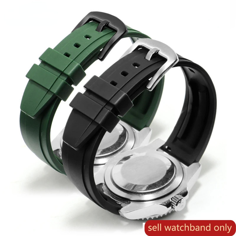 矽膠錶帶 20mm 22mm 24mm 通用錶帶防汗運動腕帶綠色橡膠錶帶配件