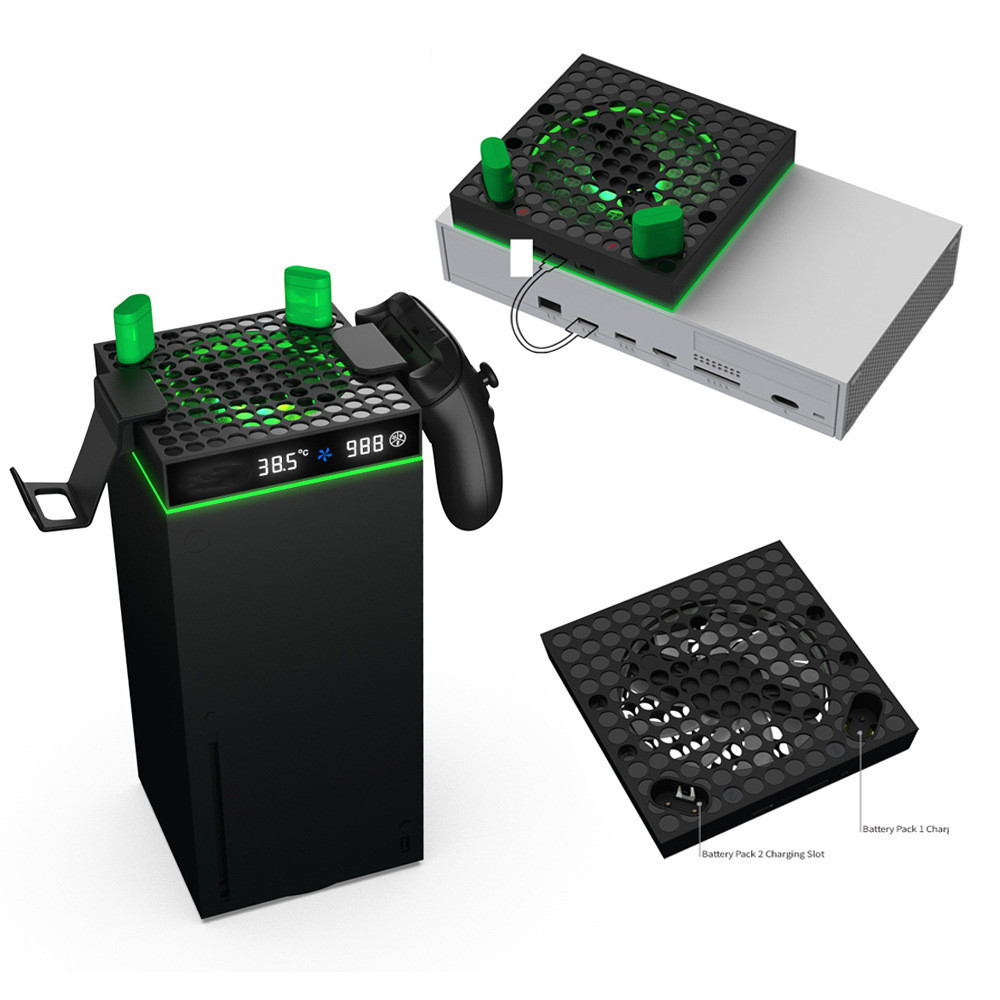 適用於 Xbox Series X/S 主機散熱風扇適用於 Xbox Series 控制器電池座充電遊戲控制器機架