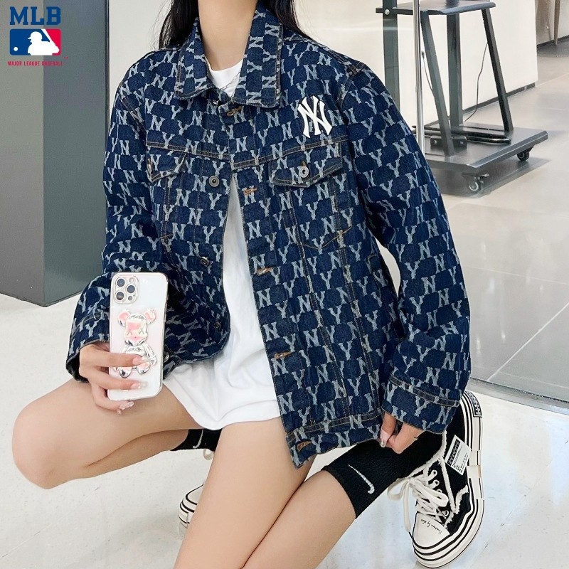 MLB 女子刺繡logo夾克休閒韓版牛仔外套