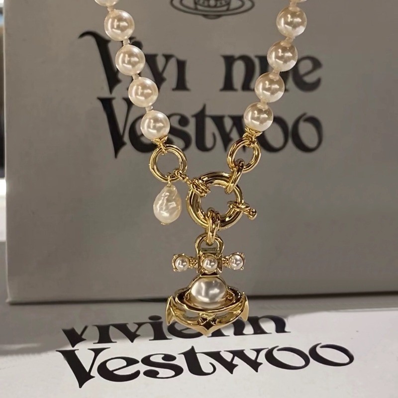 Vivienne Westwood 小錨珍珠項鍊晚裝項鍊土星百搭鎖骨鏈
