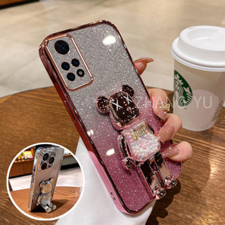 外殼 Redmi Note 11 PRO 11S 4G 5G手機殼TPU 3D小熊立體支架柔性矽膠超薄電鍍軟殼