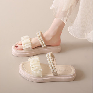 【現貨熱銷】涼鞋女款2023年夏季新款時尚厚底仙女風羅馬鞋子珍珠外穿軟底時裝