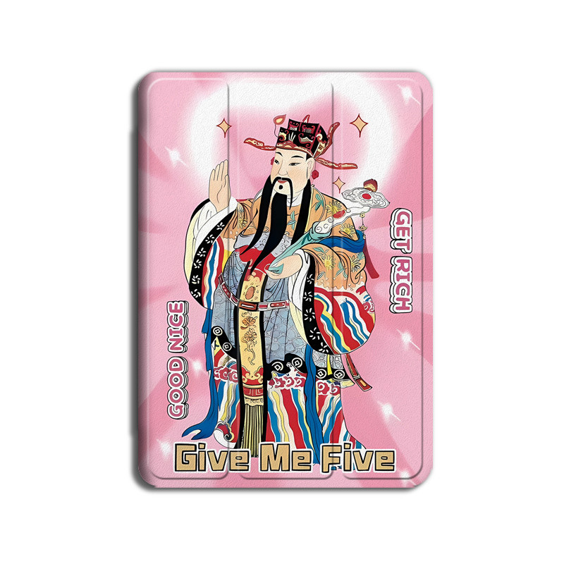 適用ipad保護殼2022air5粉色財神爺mini6中國風9.7寸10.9帶筆槽4創意2021高級感12.9套10.2