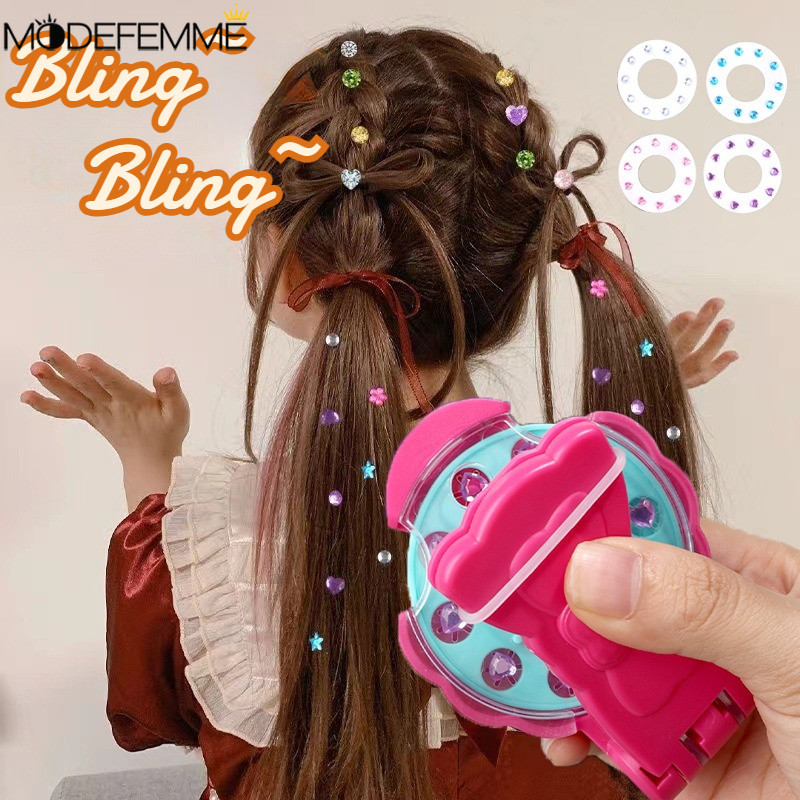 兒童玩具 - Bling Diamond 貼紙 - 頭髮造型裝飾套件 - DIY 水鑽機 - 魔術頭髮編織器 - 頭髮貼