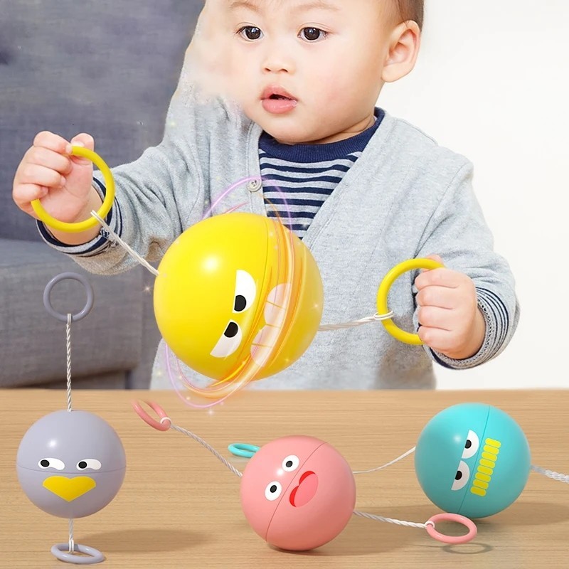 有趣的閃光陀螺球玩具 - 串上球發光小哨子球 - 兒童益智禮物 - 手指鍛煉繩 - 手指力量伸展訓練