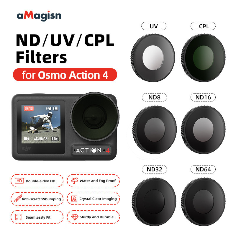 Amagisn Osmo Action 4 防水濾鏡 CPL UV ND 濾鏡 DJI Osmo Action 4 鏡頭