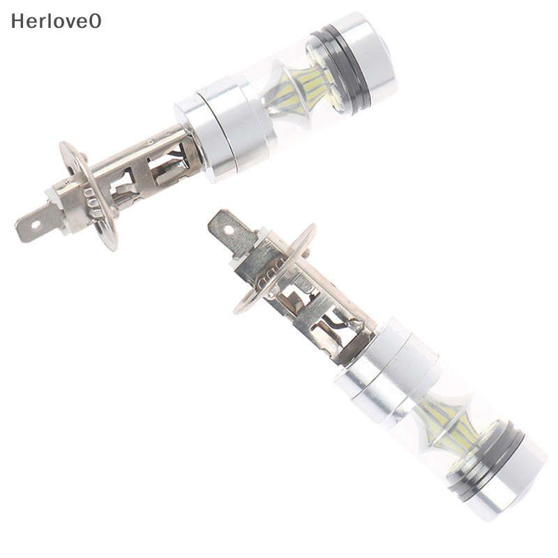 Herlove 2PCS H1 100W 汽車 LED 大功率大燈燈泡 6000K 超白 1000LM TW