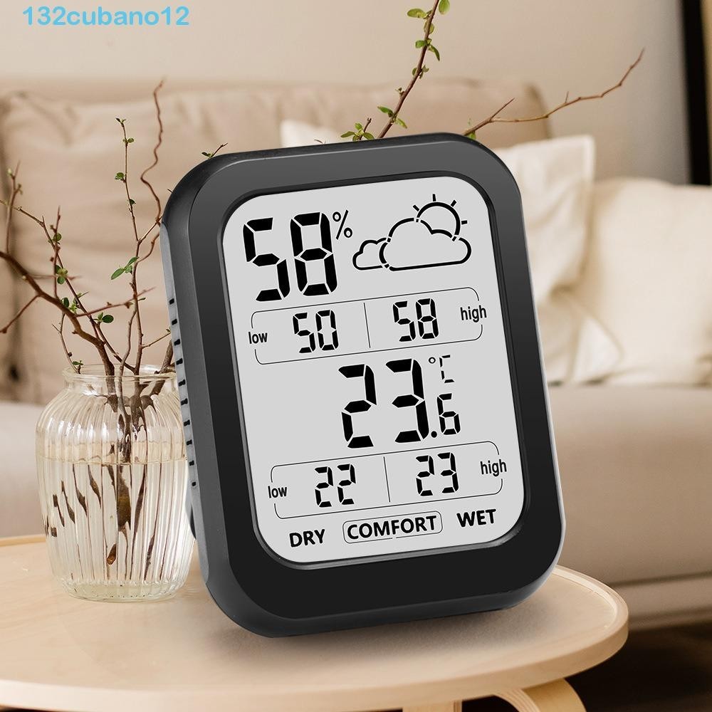 CUBANO溫度濕度計,高清晰度大屏幕溫度計濕度計,迷你電子LCD隨著天氣溫度傳感器家庭