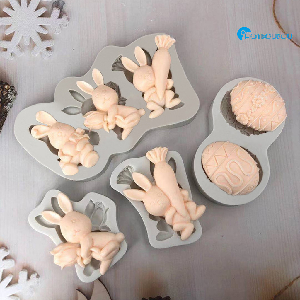 復活節雙彩蛋兔子矽膠模具 DIY巧克力蛋糕烘焙工具