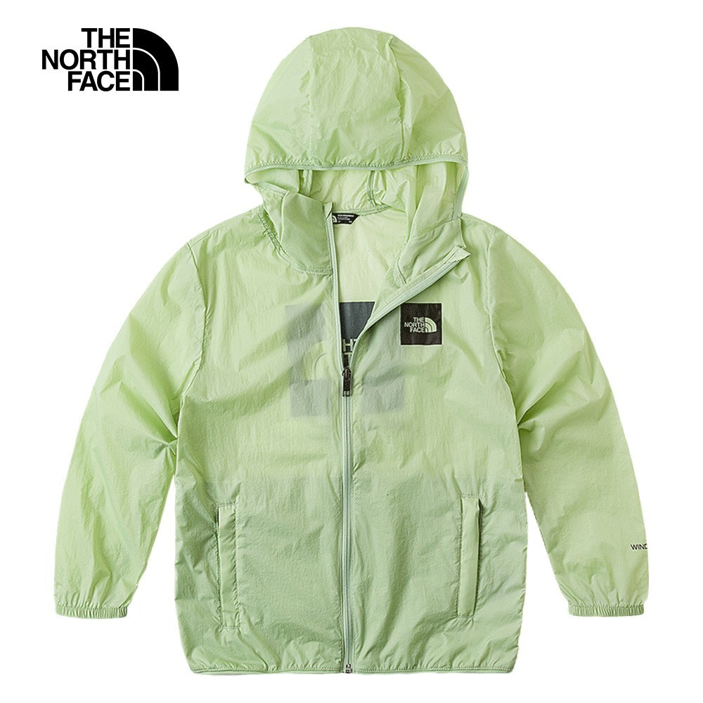 The North Face北面兒童綠色防風防曬彈力袖口可打包休閒連帽外套｜899CI0G