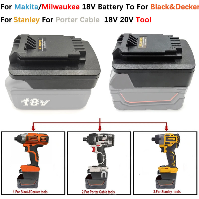 牧田 Makita/milwaukee 18V 鋰離子電池適配器轉換為 Black&amp;Decker,適用於 Stanley
