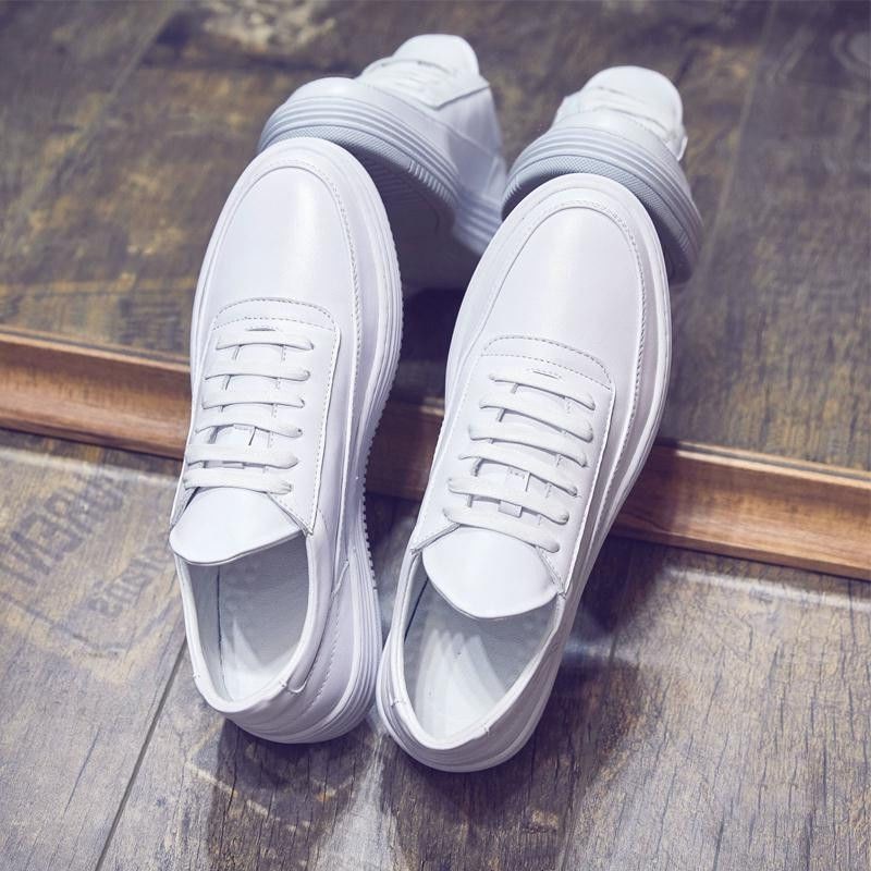 白色鞋子 工作鞋子 潮流鞋子  秋季男鞋透氣小白鞋男韓版潮流增高白