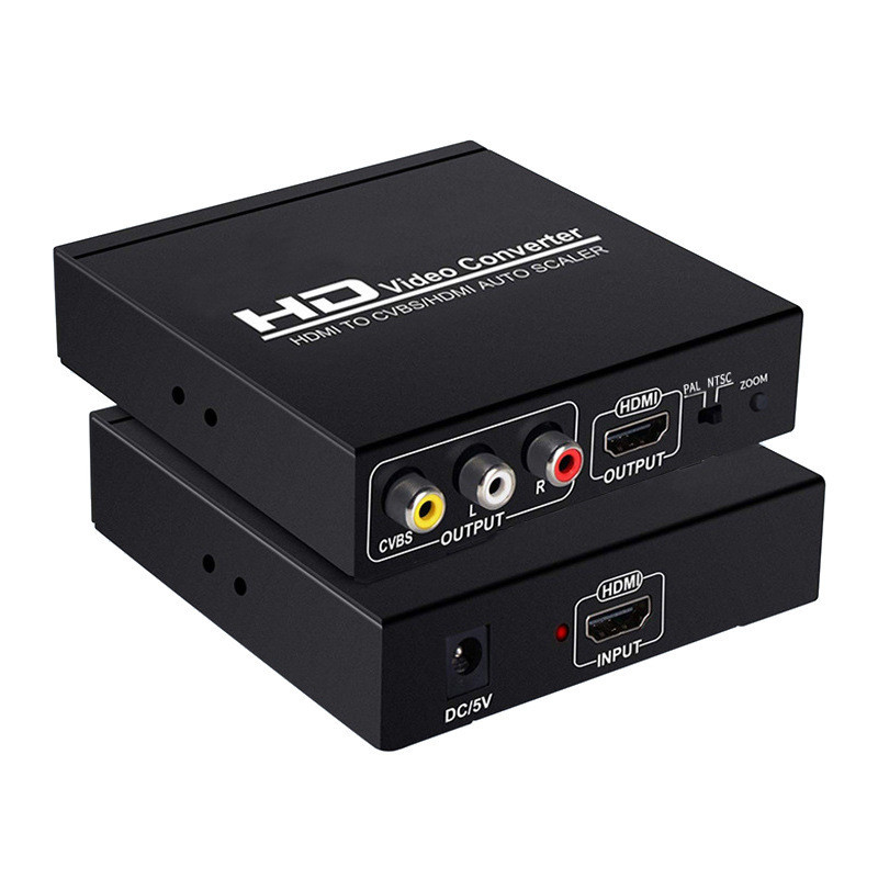 HDMI轉AV+HDMI轉換器HDMI TO CVBS RCA複合頻道一分二高清分配器
