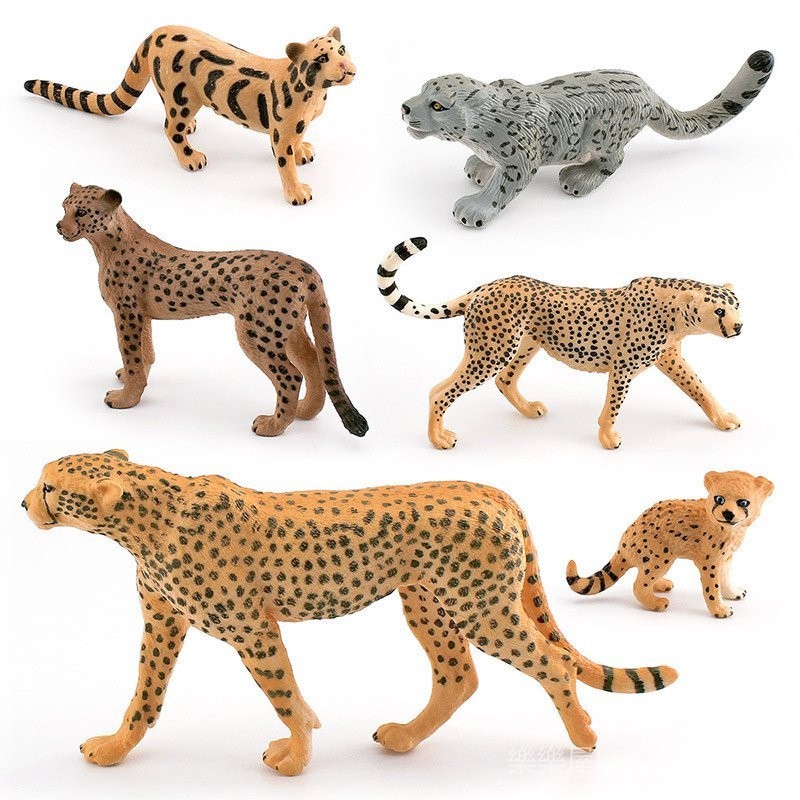 ♚樂樂屋♚仿真野生動物模型獵豹抬頭雲豹非洲豹印度豹多款桌面擺件玩具 兒童創意禮物