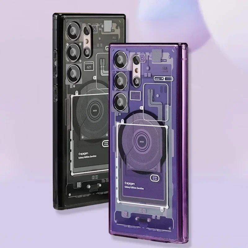 SAMSUNG Spigen 電路板紋理手機殼適用於三星 Galaxy S22 S23 S24 Ultra Plus 適
