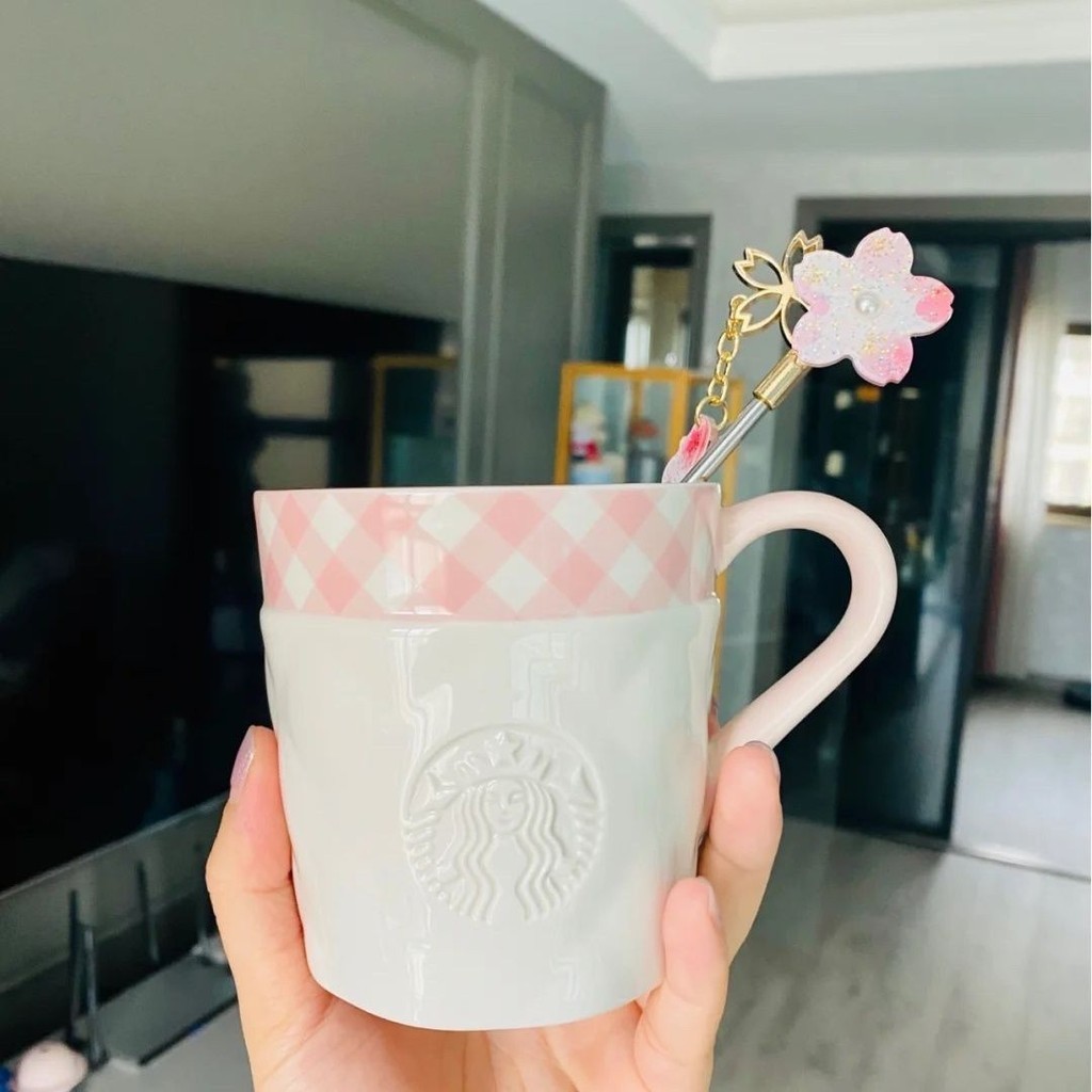 【新款上架 24H出貨】星巴克24新款粉色櫻花咖啡杯陶瓷馬克杯小清新手繪創意少女水杯