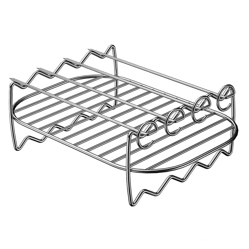 電烤箱通用烤籃不鏽鋼燒烤網方形燒烤籃烤魚烤肉網片燒烤工具 HEAB