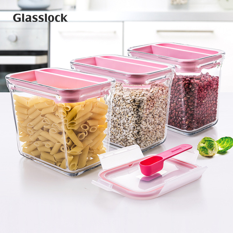 收納罐Glasslock儲物罐密封防潮玻璃帶蓋透明食品雜糧米粉儲物罐奶粉罐