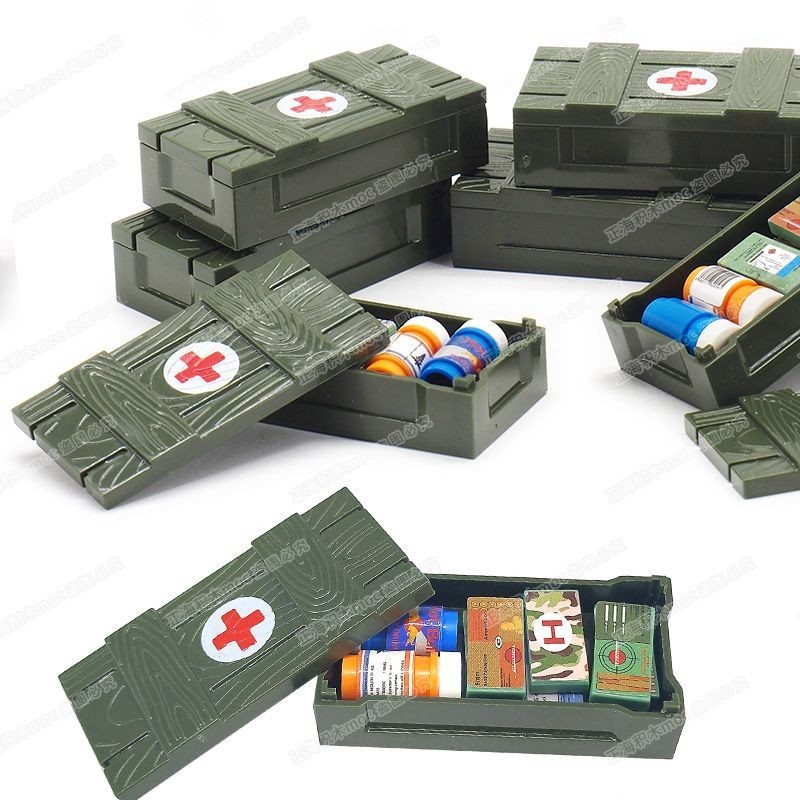 兼容樂高積木軍事盒人仔前線戰爭醫療箱組裝模型拼裝禮物玩具配件 CPT5